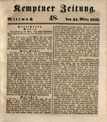 Kemptner Zeitung Mittwoch 24. März 1841