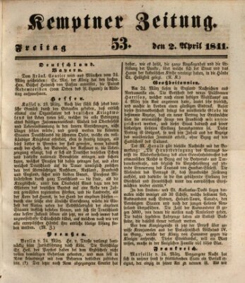 Kemptner Zeitung Freitag 2. April 1841