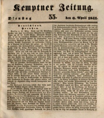 Kemptner Zeitung Dienstag 6. April 1841