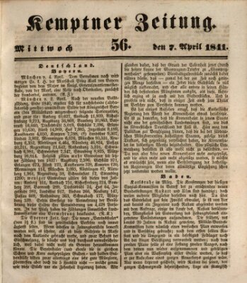 Kemptner Zeitung Wednesday 7. April 1841