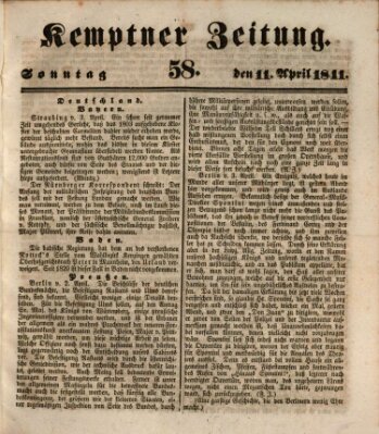 Kemptner Zeitung Sonntag 11. April 1841