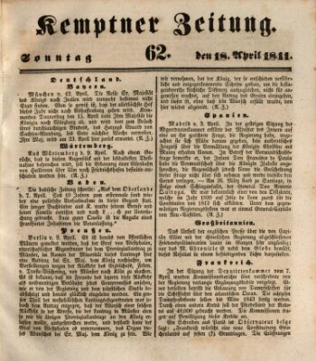 Kemptner Zeitung Sonntag 18. April 1841