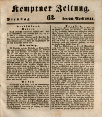 Kemptner Zeitung Dienstag 20. April 1841