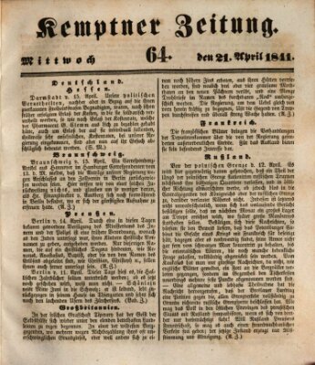 Kemptner Zeitung Mittwoch 21. April 1841