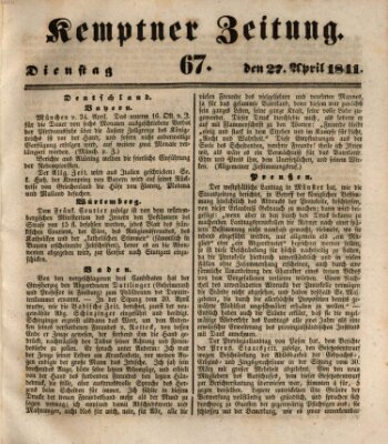 Kemptner Zeitung Dienstag 27. April 1841