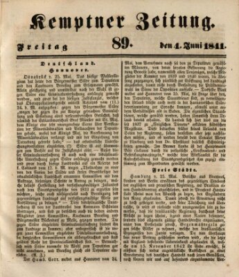 Kemptner Zeitung Freitag 4. Juni 1841