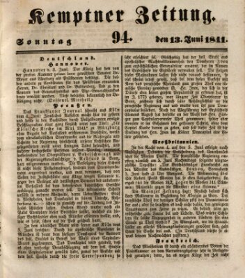 Kemptner Zeitung Sonntag 13. Juni 1841