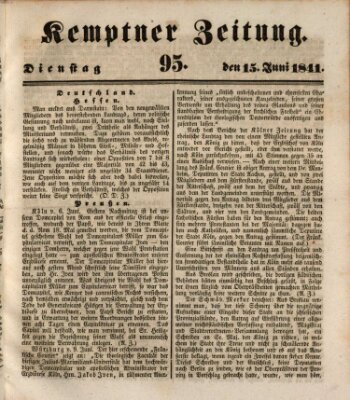 Kemptner Zeitung Dienstag 15. Juni 1841