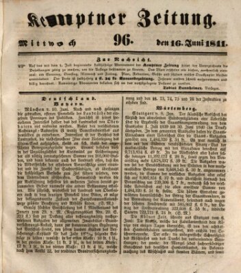 Kemptner Zeitung Mittwoch 16. Juni 1841