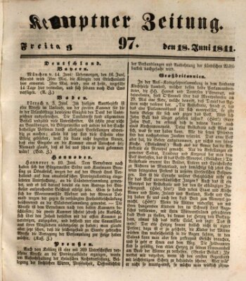 Kemptner Zeitung Freitag 18. Juni 1841