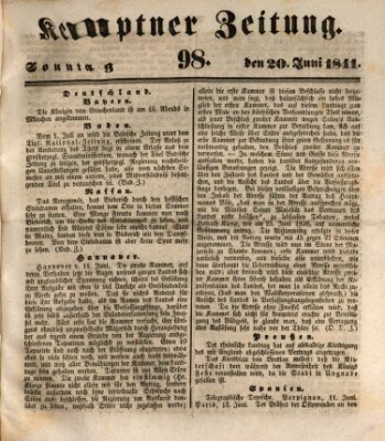 Kemptner Zeitung Sonntag 20. Juni 1841