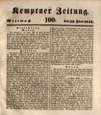 Kemptner Zeitung Mittwoch 23. Juni 1841