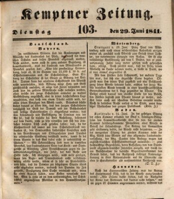 Kemptner Zeitung Dienstag 29. Juni 1841