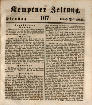 Kemptner Zeitung Dienstag 6. Juli 1841