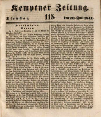 Kemptner Zeitung Dienstag 20. Juli 1841