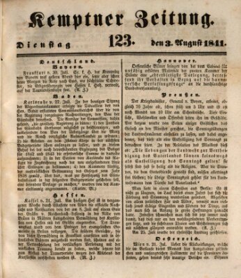 Kemptner Zeitung Dienstag 3. August 1841