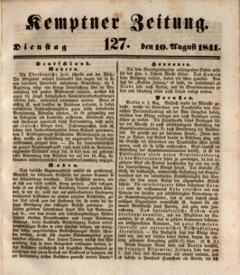 Kemptner Zeitung Dienstag 10. August 1841