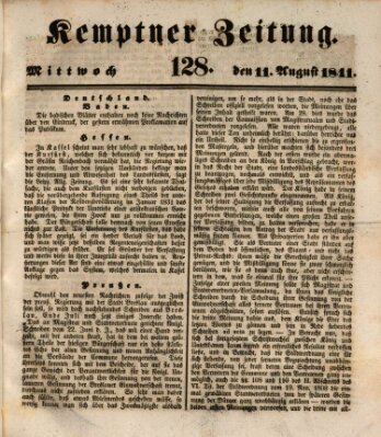 Kemptner Zeitung Mittwoch 11. August 1841