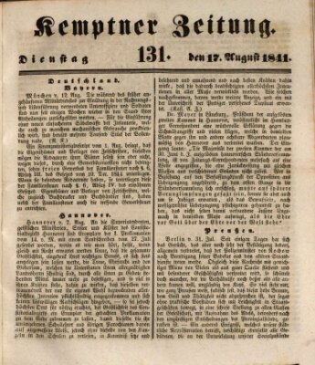 Kemptner Zeitung Dienstag 17. August 1841