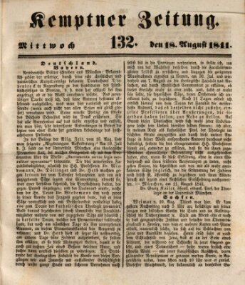 Kemptner Zeitung Mittwoch 18. August 1841