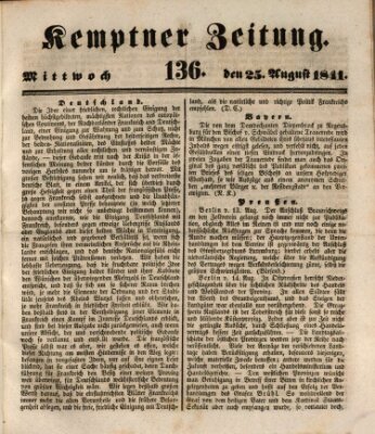 Kemptner Zeitung Mittwoch 25. August 1841