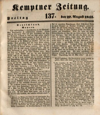 Kemptner Zeitung Freitag 27. August 1841