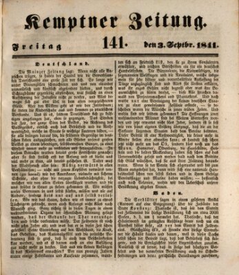 Kemptner Zeitung Freitag 3. September 1841