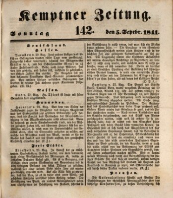 Kemptner Zeitung Sonntag 5. September 1841