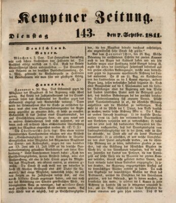 Kemptner Zeitung Dienstag 7. September 1841