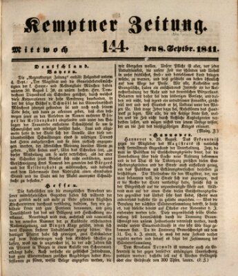 Kemptner Zeitung Mittwoch 8. September 1841