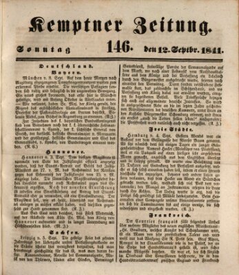 Kemptner Zeitung Sonntag 12. September 1841