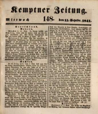 Kemptner Zeitung Mittwoch 15. September 1841