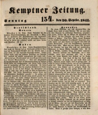 Kemptner Zeitung Sonntag 26. September 1841