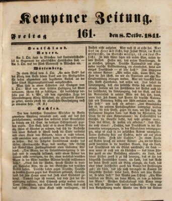 Kemptner Zeitung Freitag 8. Oktober 1841