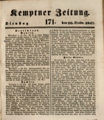 Kemptner Zeitung Dienstag 26. Oktober 1841