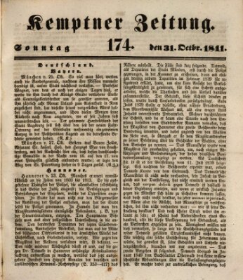 Kemptner Zeitung Sonntag 31. Oktober 1841