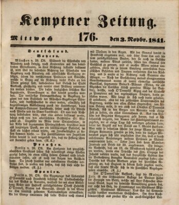 Kemptner Zeitung Mittwoch 3. November 1841