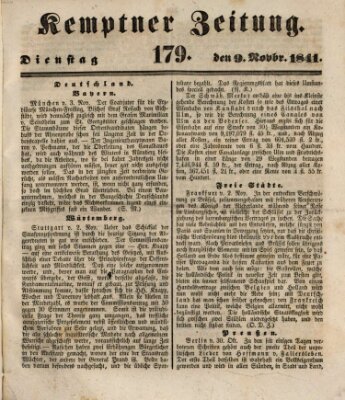 Kemptner Zeitung Dienstag 9. November 1841