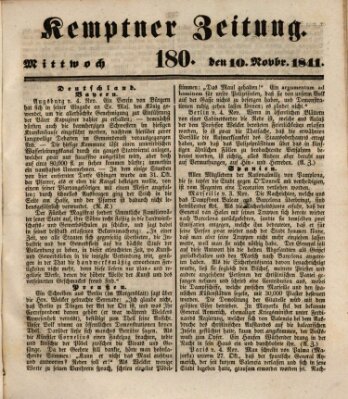 Kemptner Zeitung Mittwoch 10. November 1841