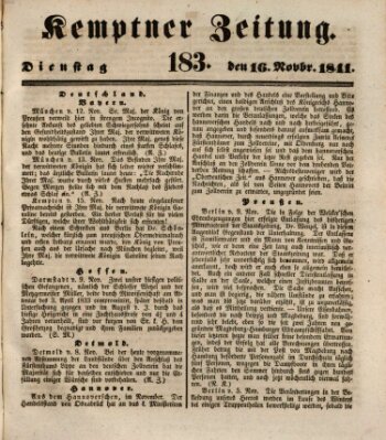 Kemptner Zeitung Dienstag 16. November 1841