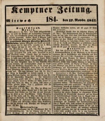 Kemptner Zeitung Mittwoch 17. November 1841