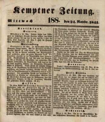 Kemptner Zeitung Mittwoch 24. November 1841