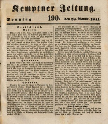 Kemptner Zeitung Sonntag 28. November 1841