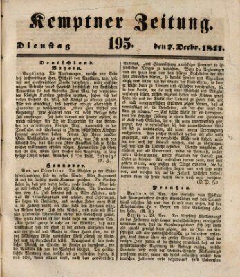 Kemptner Zeitung Dienstag 7. Dezember 1841