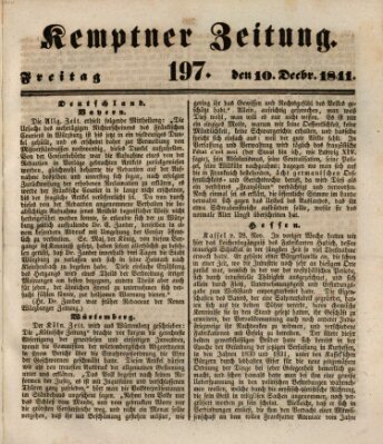 Kemptner Zeitung Freitag 10. Dezember 1841