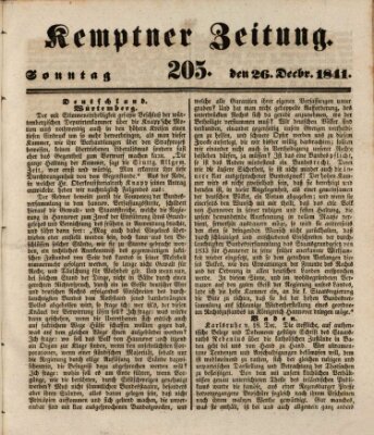 Kemptner Zeitung Sonntag 26. Dezember 1841