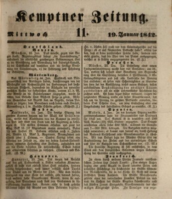 Kemptner Zeitung Mittwoch 19. Januar 1842