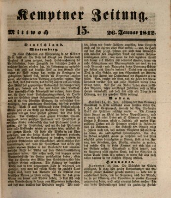 Kemptner Zeitung Mittwoch 26. Januar 1842