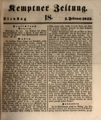 Kemptner Zeitung Dienstag 1. Februar 1842