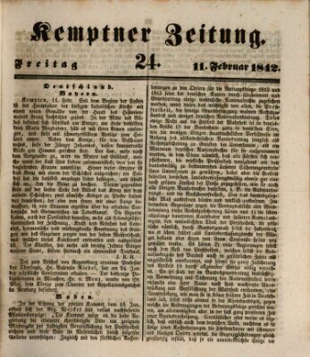 Kemptner Zeitung Freitag 11. Februar 1842